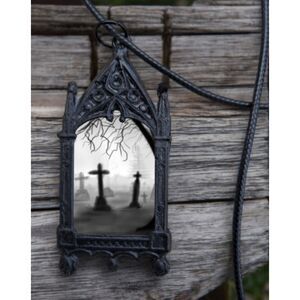 Cross Pendant Gothic Arch Religious Necklace Spirituality Tombstone Graveyard